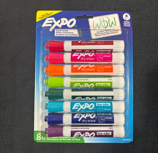 Expo WOW Chisel Tip Dry Erase Markers 8 Pack