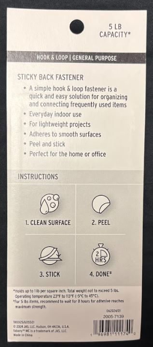 Hook & Loop 18"x3/4" White