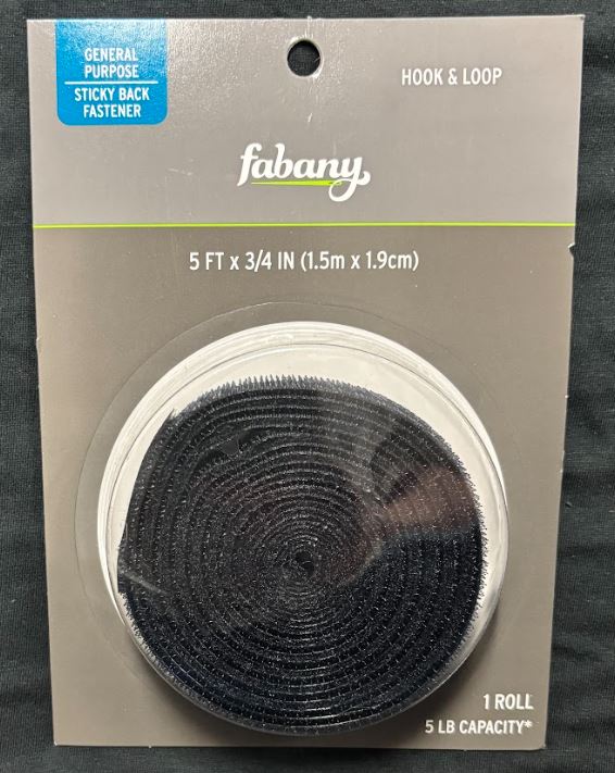 Hook & Loop 5'x3/4" Black