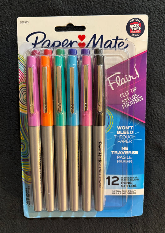 PaperMate Flair Ultra Fine Point Felt Tip Pens 12 pack