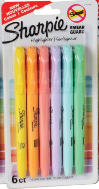Sharpie Pastel Highlighters 6 pack