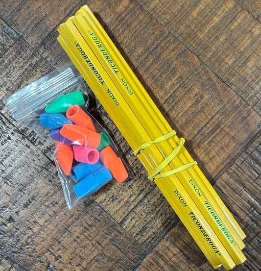 Ticonderoga Pencils & Cap Erasers Dozen
