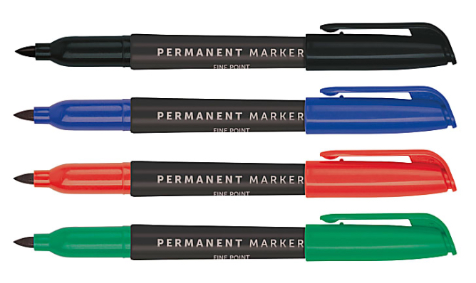 Permanent Markers-Red, Green, Blue, Black 36 pack
