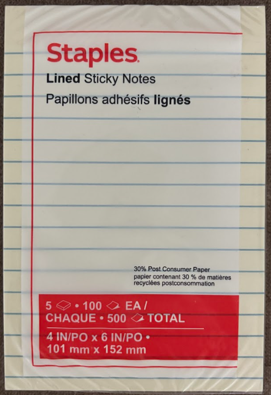 Sticky Notes 4x6 Lined 5 pack