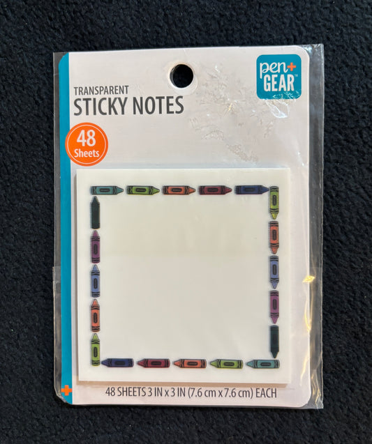 Sticky Notes Transparent Squares with Crayon Border